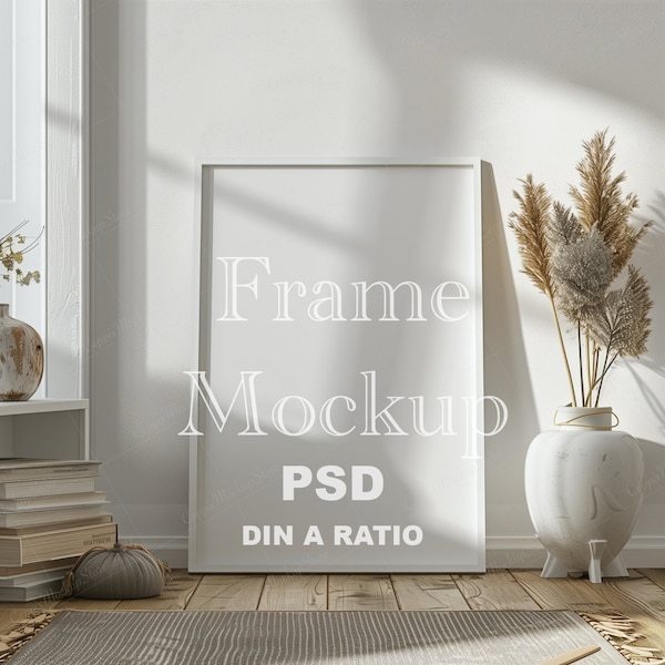 DIN A Frame Mockup for Photoshop | Wall Art Artwork PSD Frame Mockup Template A1 | Vertical Frame Mockup for Art Prints