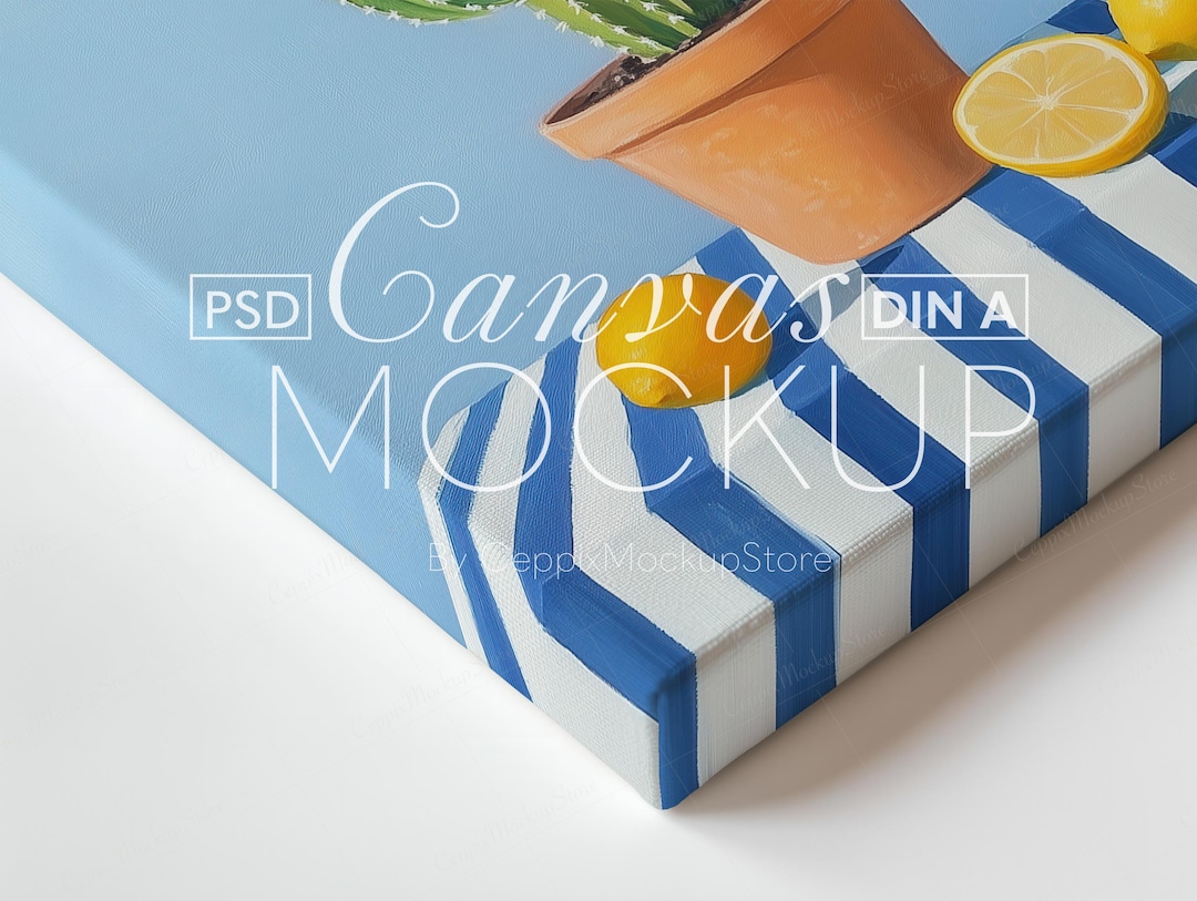 Canvas Mockup Closeup Flat, Realistic Textured, Close up Minimal Poster Wall Art Template