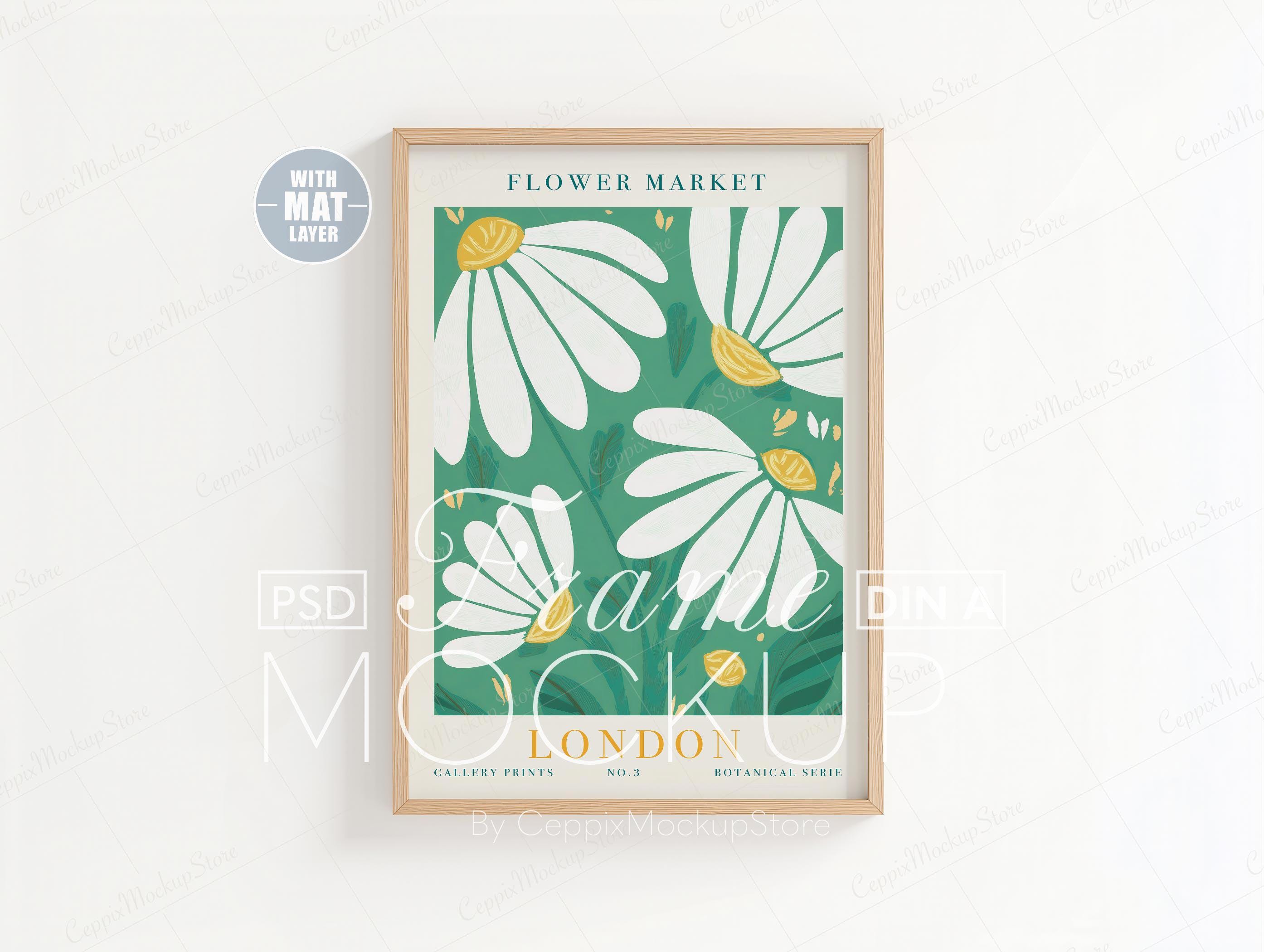 Simple Frame Mockup Thin Wood Vertical, A4 / A3, Simple Mockup Wall Art Template for Photoshop, PSD Poster Mockup DIN A Clean - Scandinavian
