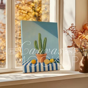 Canvas Mockup DIN A Flat, Wall Art Mockup a3 a4 Realistic Closeup Minimal Poster Wall Art Frame Template Vertical Painting Artworks PSD