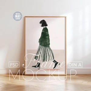 Einfacher dünner Holzrahmen Mockup, Licht Vertikal Boho PSD Poster Artwork Vorlage für Photoshop, DIN A, a4 a3 a2 PSD Minimalist Skandinavisch