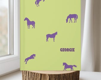 Cuaderno de escritura personalizado con estampado de caballos, tapa dura, para amantes de los caballos / Envoltorios de celebración