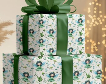Papel de regalo de hadas de flores para el jardín secreto de la niña pequeña / Papeles de regalo para celebraciones