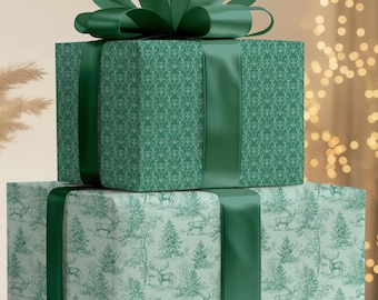 Papel de regalo con temática de bosque, rollo de papel de regalo con temática de bosque navideño / Papeles de regalo para celebraciones