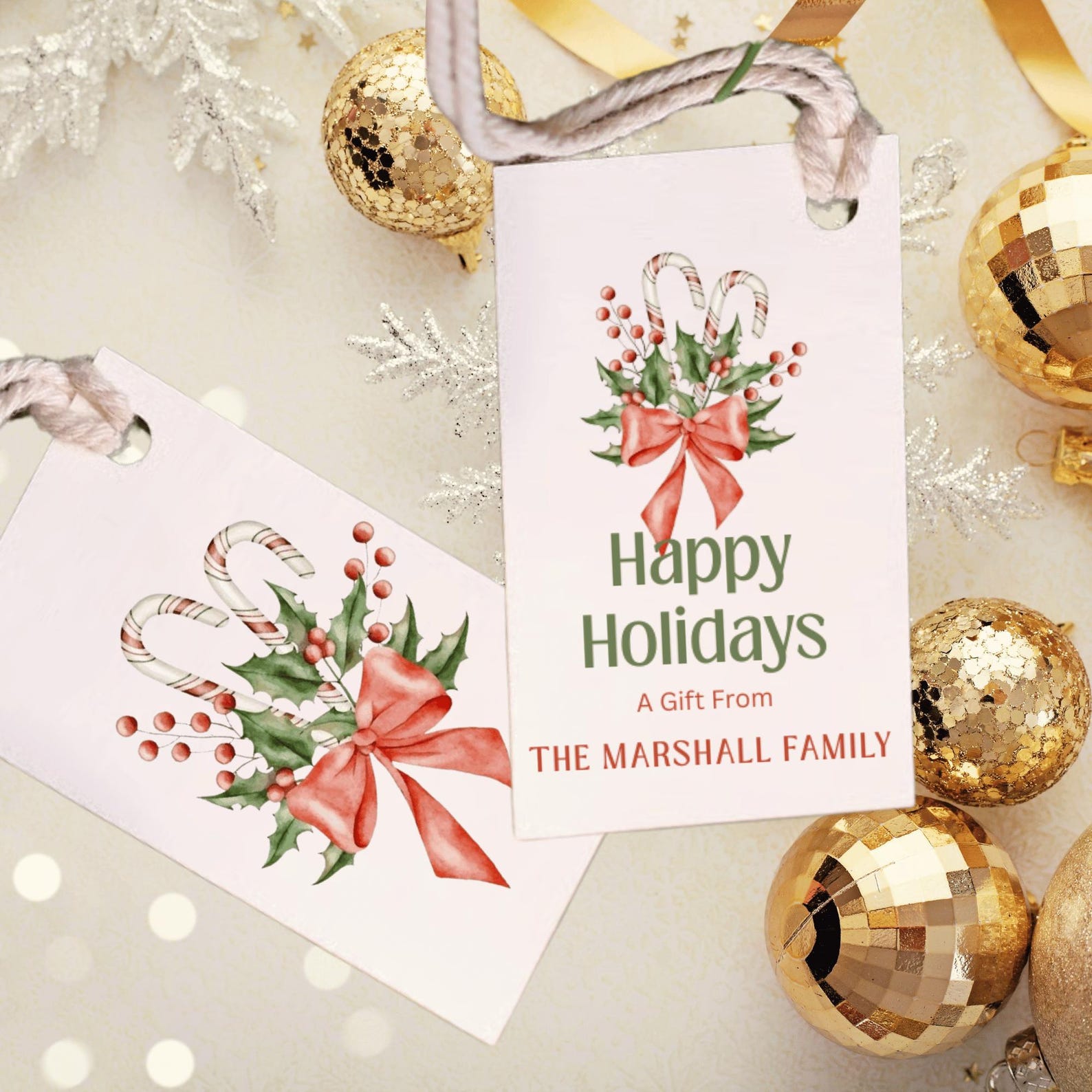 Watercolor Candy Cane Gift Tags Template: Christmas Favor Tags (PDF ...