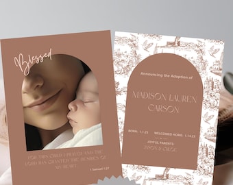 Anuncio de adopción Toile Christian Descarga digital Plantilla de envoltorios de celebración Invitación familiar