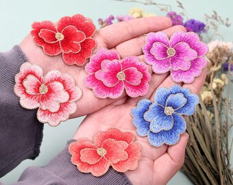 Small Peony Embroidery Patch | Sewn-On Flower Applique