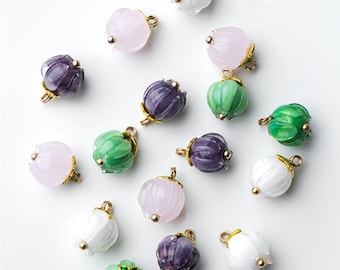 Glass Lily of the Valley Bud Charms: Chinese Style Buttons (12mm, 2pcs)