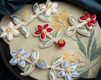 Handmade Floral Silk Frog Buttons | Chinese Knot Fasteners for Cheongsams, Hanfu & Artisanal Garments