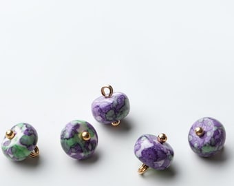 Handmade Violet Jasper Marbled Natural Stone Buttons ( 10mm, 5pcs/pack)
