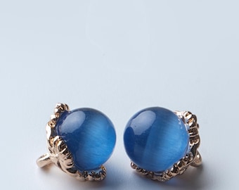 Natural Blue Cymophane Gemstone Button (11mm, 5pcs/pack)–Lustrous Celestial Accent for Luxury Crafts