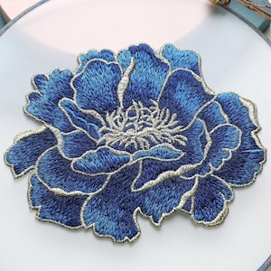 Large Peony Sew-on Embroidery Patch (14.5x11.5cm, 1pcs/pack)
