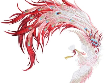 Chinese Phoenix Embroidery Patch – Hand-Sewn Applique for DIY Clothing & Home Decor