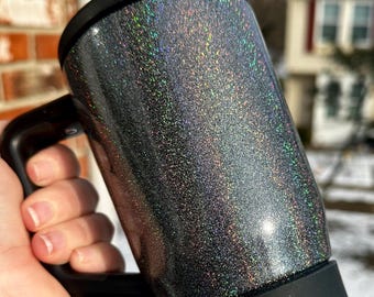 Dark Holographic Glitter Tumbler: Custom Epoxy-Free HydroJug, Stanley, Brumate