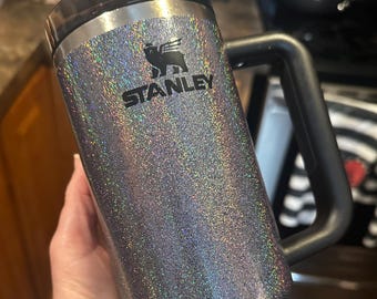 Dark Holographic Glitter Tumbler: Custom Epoxy-Free HydroJug, Stanley, Brumate