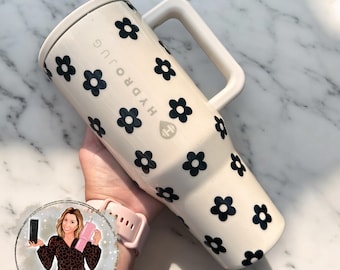 Floral Tumbler: Custom Epoxy-Free Cream HydroJug, Stanley, Brumate, Owala