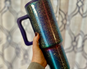 Ready to Ship Glittered Prism Handle Tumbler l Glitter 40 oz Tumbler l Simple Modern Trek Cup