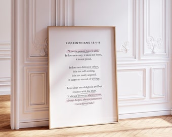 1 Corinthians 13:4-8 Christian Modern Line Art Pink Art Christian Wall Art Easter Bible Story Line Art Christian Valentines Day Gift Print