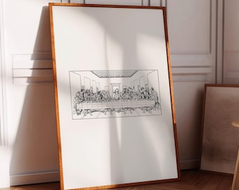 The Last Supper Christian Modern Line Art Boho Christian Wall Art Easter Bible Story Line Art Passover Christian Minimalist Wall Art