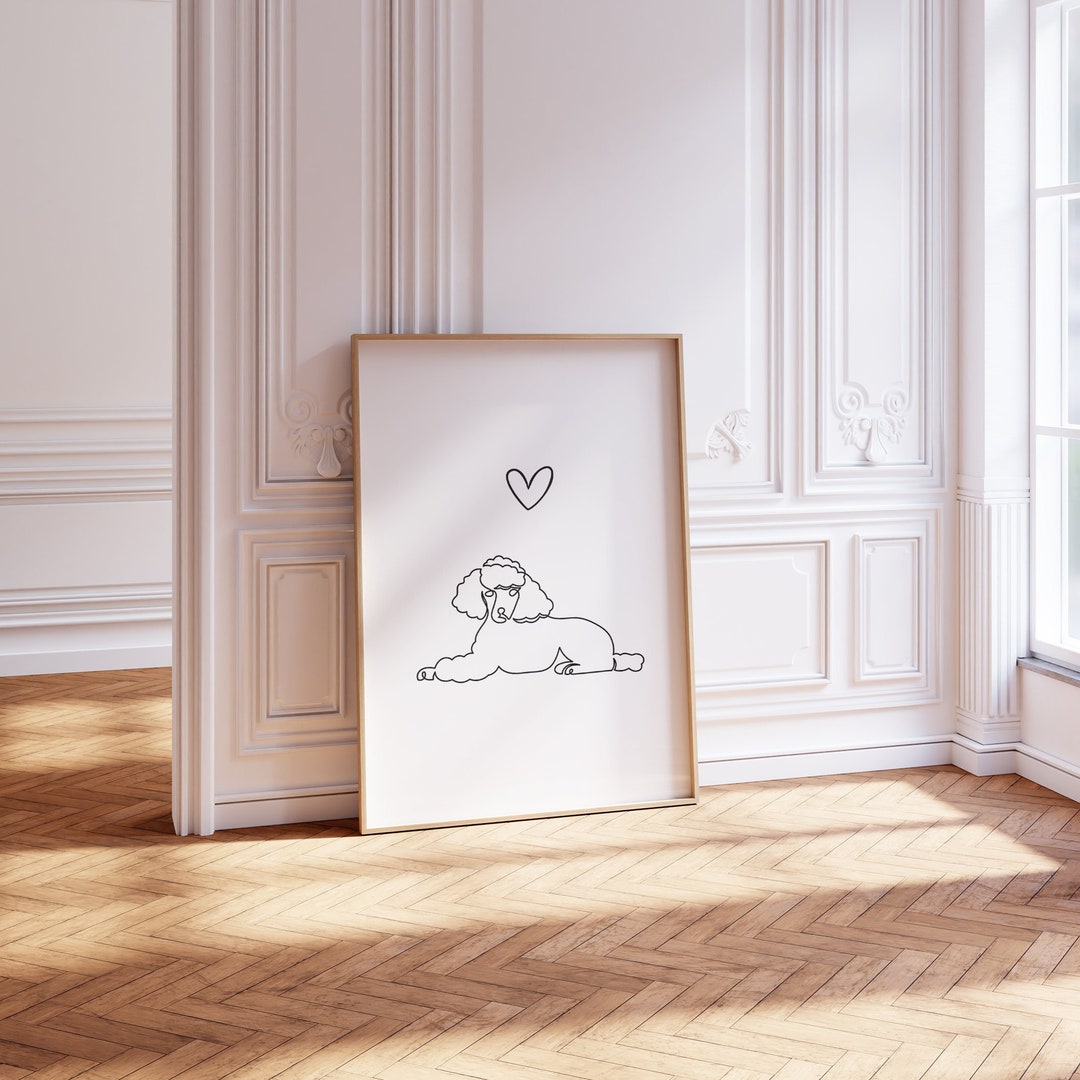 Poodle Line Art Poster Print, Dog Home Decor Wall Art, Dog Lover Wall ...