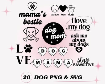 Dog Mom SVG Bundle, Dog Shirt Designs, Dog Paw Vector, Dog Typography SVG Designs, Dog Quotes SVG, Dog Lover svg, Paw Print, Dog mom svg