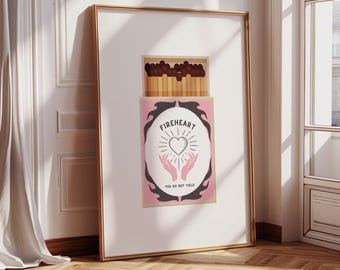 TOG Throne of Glass Inspired Matchbox Style Print Fireheart Booktok Inspiration Sarah J Maas Minimalist Aesthetic Wall Art Digital Download