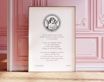 1 Corinthians 13:4-8 Christian Modern Line Art Angel Art Christian Wall Art Easter Bible Story Line Art Christian Valentines Day Gift Print