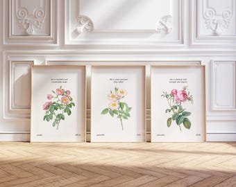 Sie - Bibelsprüche Sammlung, 3er-Set Florale christliche Drucke, christliche Girly Wandkunst, modernes christliches Dekor, christliche Blumendrucke