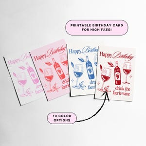 Cartes d'anniversaire inspirées d'acotar impression cadeau Booktok inspiration Sarah J Maas art esthétique minimaliste téléchargement numérique vin des fées