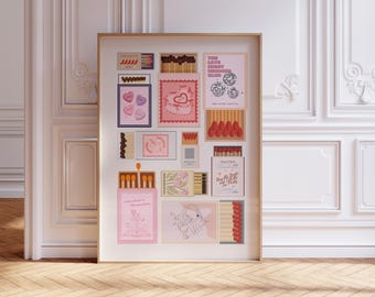 Booktok Book Tropes Matchbox Print Enemies To Lovers Poster Inspirational Home Decor Minimalist Aesthetic Wall Art Grumpy Sunshine Slow Burn