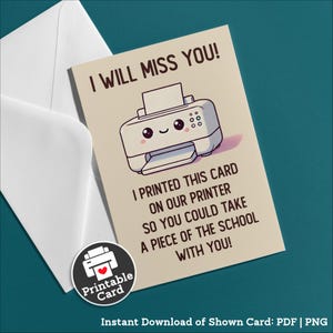 Carte de départ imprimable pour le principal quittant l'école Cadeau de professeur préféré pour un collègue d'école Carte de voeux Enveloppe téléchargeable drôle