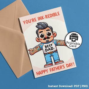 Carte de fête des pères tatouée pour un papa incroyable avec tatouage sur la manche Carte de voeux tatouage pour papa avec tatouages Meilleur papa du monde pour un père