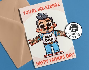 Tattooed Father&#39;s Day Card For an Incredible Dad with Tattoo Sleeve Tattoo Greeting Card for Dad With Tattoos Best Dad In The World Father
