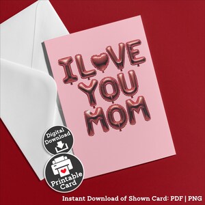 Tarjeta imprimible para el Día de la Madre, de parte de mi esposo. Regalo para mamá. Tarjeta con globo y corazón minimalista. Descarga instantánea. Precio asequible de último minuto.
