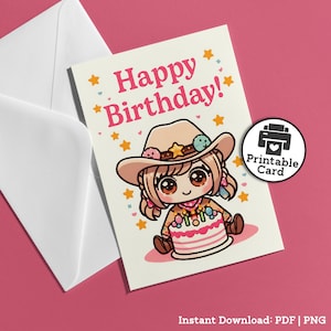 Carte d'anniversaire western imprimable pour cow-girl, fête sur le thème, carte western Far West, rose abordable pour soeur rodéo, cadeau téléchargeable pour