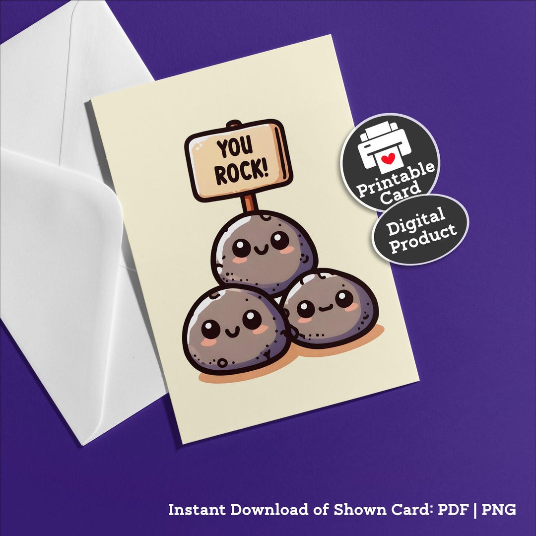 Printable Congratulations Card You Rock Pun Uplifting Graduation Gift ...