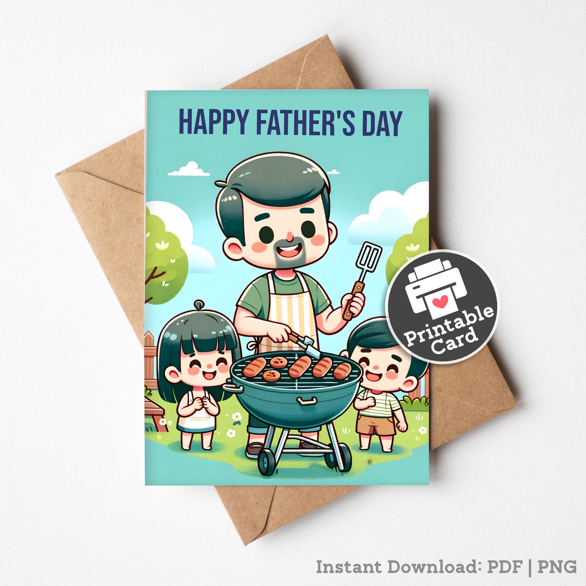 Printable BBQ Father's Day Card for Dad Who Loves to Host BBQ and ...