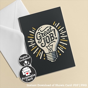 Printable Great Job Card from Manager Last Minute Gift for Office Coworker Success Greeting Card Great Job Reward Congrats Digital Download