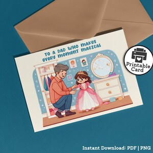 Druckbare Prinzessinnen-Vatertagskarte für Papa, der gerne spielt