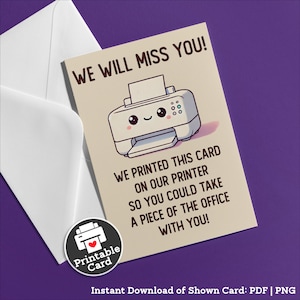 Carte de départ imprimable pour manager Cadeau de dernière minute pour collègue de bureau Carte de voeux humour de départ Enveloppe pour imprimante téléchargeable drôle