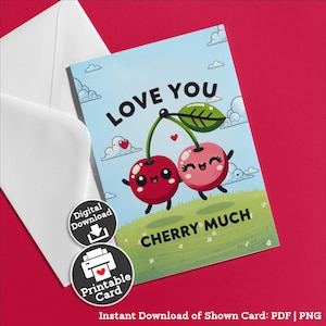 Tarjeta de amor imprimible de esposa, regalo para esposo, tarjeta de San Valentín, divertida tarjeta de cumpleaños para novia, aniversario de novio, cereza descargable