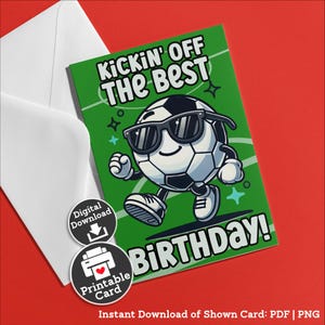 Tarjeta de cumpleaños de fútbol imprimible para entrenador de fútbol, regalo de cumpleaños para adolescente, atleta, chica, tarjeta de fútbol, equipo femenino, masculino, descarga instantánea png