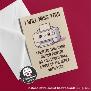 Carte de départ imprimable pour collègue, cadeau de dernière minute pour un ami au bureau, départ du patron, carte de voeux, enveloppe téléchargeable, cadeau abordable