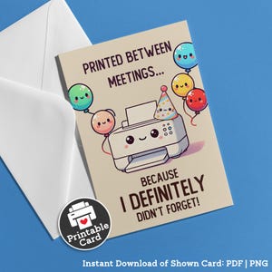 Cartão de aniversário de última hora para chefe para impressão, cartão de felicitações para amigo do escritório, cartão engraçado para colega de trabalho, cartão acessível para download, festa surpresa