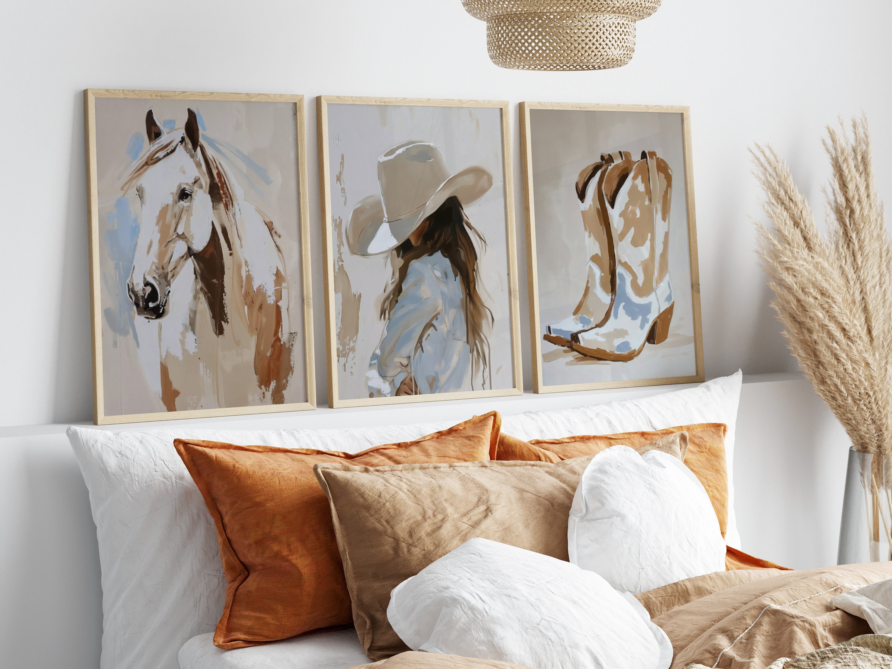 Set of 3 Coastal Cowgirl Wall Art, Neutral Western Wall Print, Country Aesthetic, American Country Art, Western Boot Print, DIGITAL DOWNLOAD