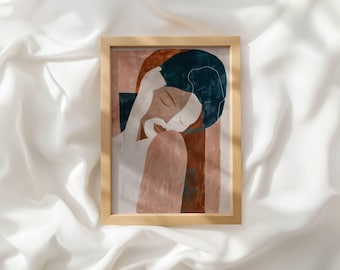 Terracotta Teal Woman Art Print, Feminine Decor, Minimalist Wall Art, Printable Wall Art for Bedroom, Instant Digital Download_102
