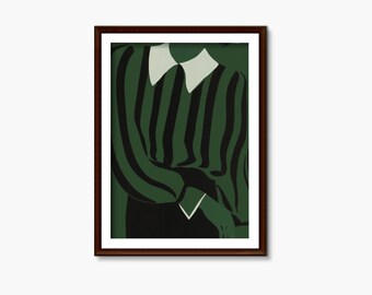 Green Abstract Woman Art Print: Retro Minimalist Poster (Digital Download)_473