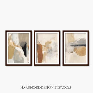 Impressions d'art abstrait beiges : ensemble de triptyques minimalistes (téléchargement numérique)_415