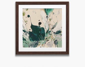 Emerald Green Abstract Ink Splash Print, Bold Teal Wall Art_598sq