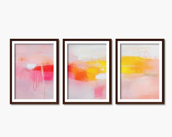 Abstract Wall Art Prints: Pink & Yellow Minimalist Set (Digital Download)_358